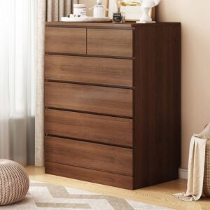 Walnut Crest 6-Drawer Chest