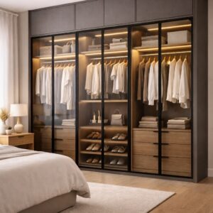 Noir Vista Glass Wardrobe