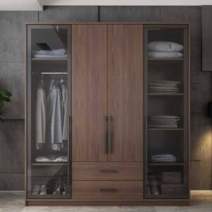 Walnut Vista Glass Wardrobe